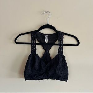 Free People Galloon Lace Bralette in Black, Size Medium